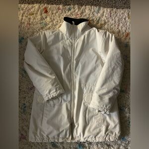 LandsEnd Polartech White Zip-Up Jacket coat lined medium woman